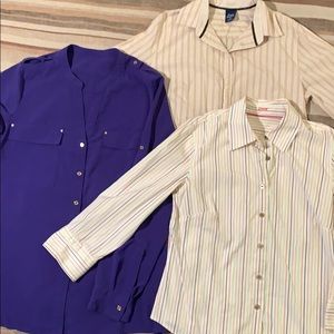 3 long sleeve button down blouses